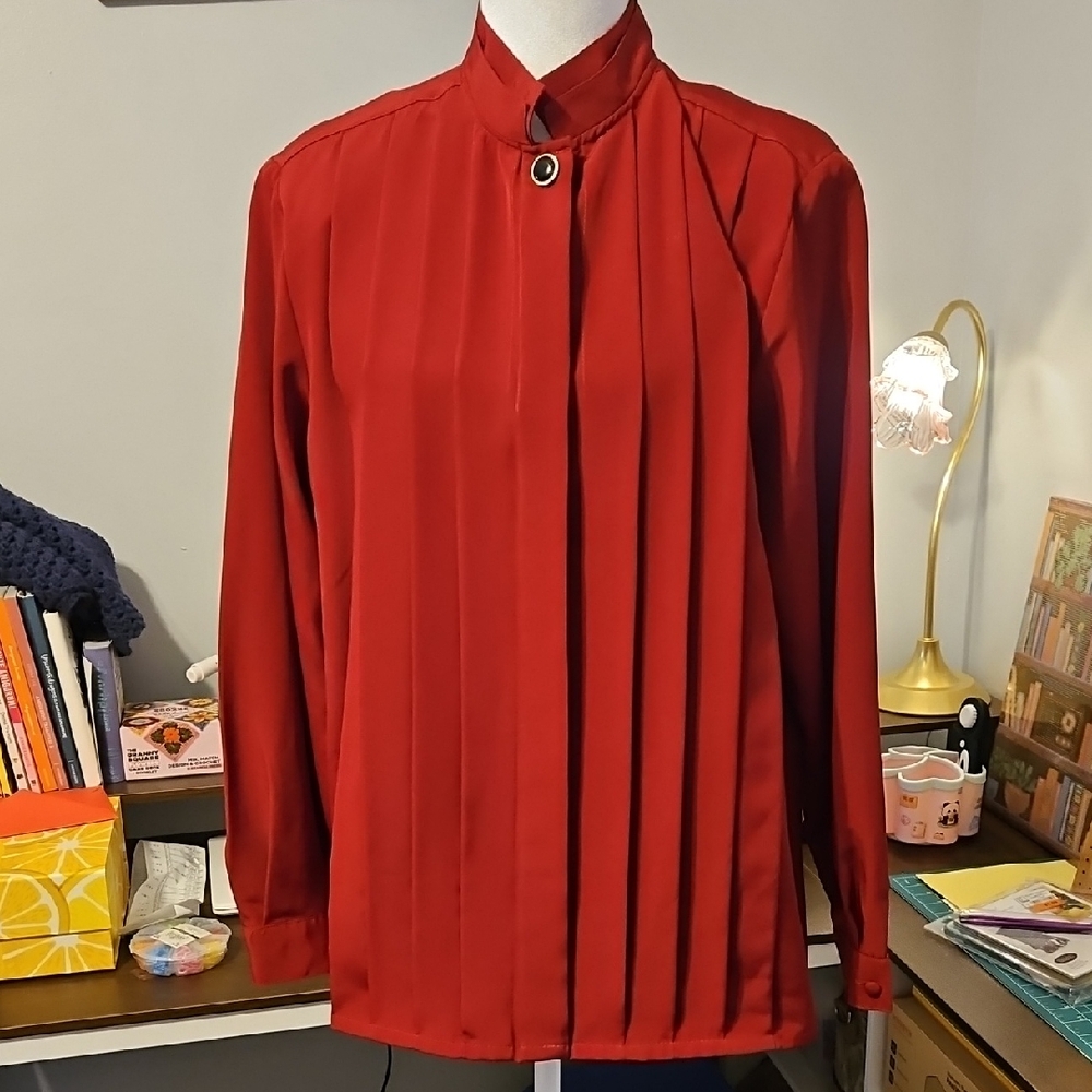Vintage Jean Pierre Red Blouse. Size 14.